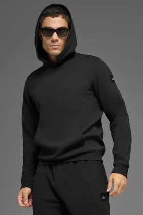 Wafelpatroon lounge-Hoodie - Zwart