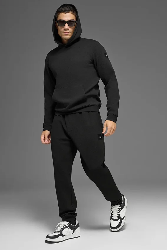 Wafelpatroon lounge-Hoodie - Zwart