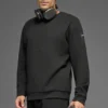 Waffle Lounge Long Sleeve Crew - Zwart