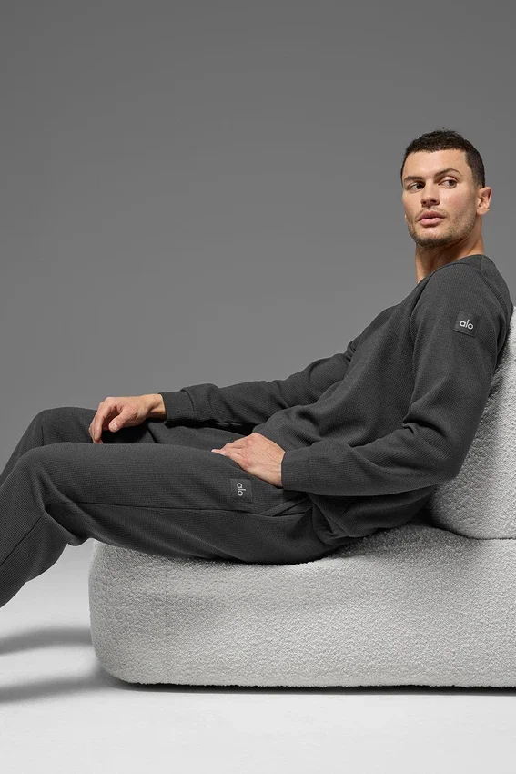 Waffle Lounge T-shirt met lange mouwen - Anthracite
