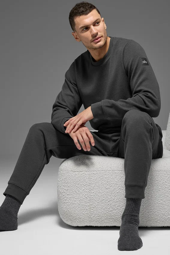 Waffle Lounge T-shirt met lange mouwen - Anthracite
