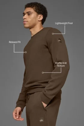 Waffle Lounge T-shirt met lange mouwen – Espresso