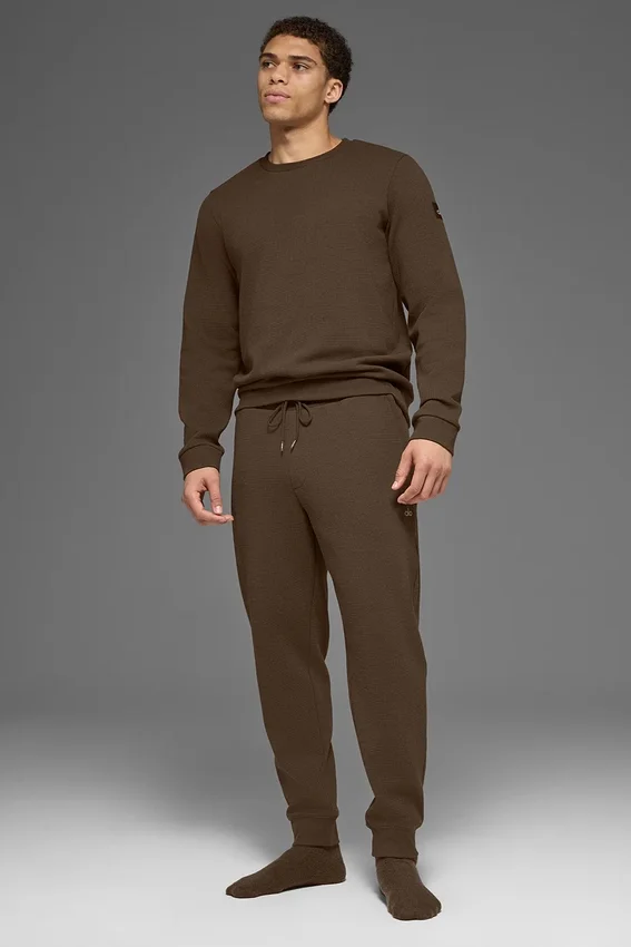 Waffle Lounge T-shirt met lange mouwen - Espresso