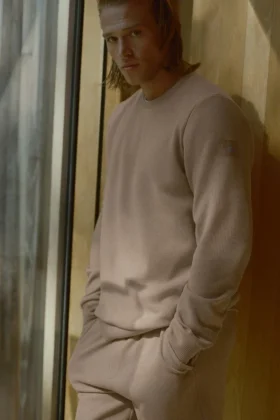 Waffle Lounge T-shirt met lange mouwen - Gravel