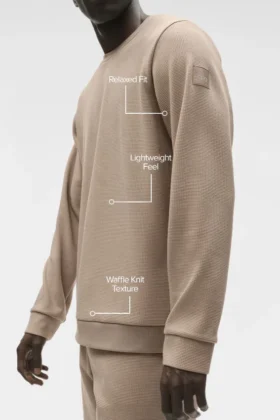 Waffle Lounge T-shirt met lange mouwen – Gravel