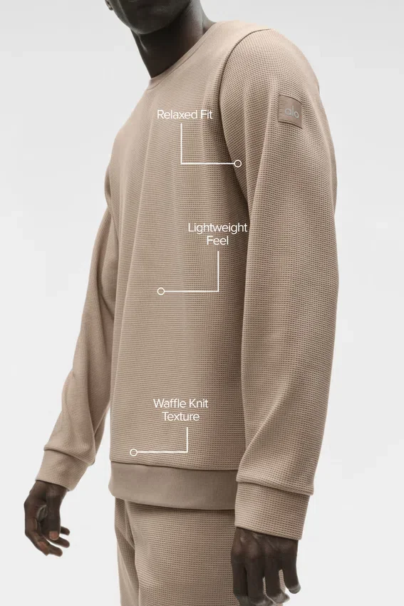 Waffle Lounge T-shirt met lange mouwen - Gravel