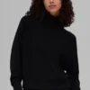 Waffle Weekend Escape Mock Neck met lange mouwen - Zwart