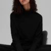 Waffle Weekend Escape Mock Neck met lange mouwen - Zwart