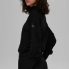 Waffle Weekend Escape Mock Neck met lange mouwen - Zwart