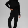 Waffle Weekend Escape Mock Neck met lange mouwen - Zwart
