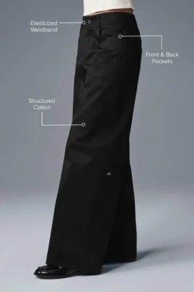 Wanderlust broek met wijde pijpen – Zwart