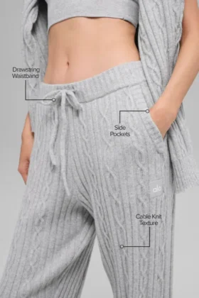 Winter Bliss-broek met kabelpatroon – Athletic Heather Grey