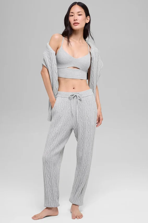 Winter Bliss-broek met kabelpatroon - Athletic Heather Grey