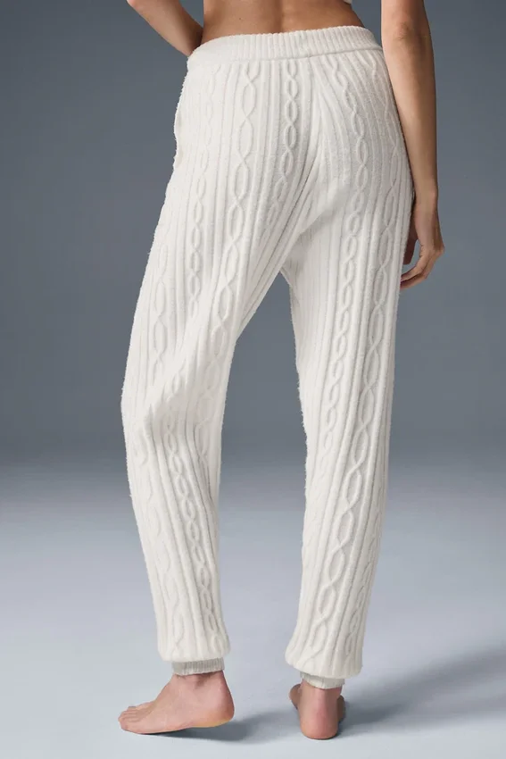 Winter Bliss-broek met kabelpatroon - ivoor