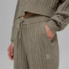 Winter Bliss-broek met kabelpatroon - Licht cacao