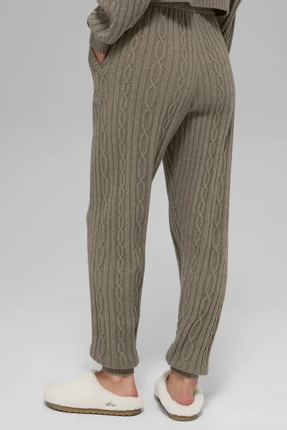 Winter Bliss-broek met kabelpatroon - Licht cacao