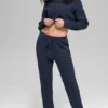 Winter Bliss-broek met kabelpatroon - Marineblauw