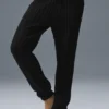 Winter Bliss-broek met kabelpatroon - Zwart