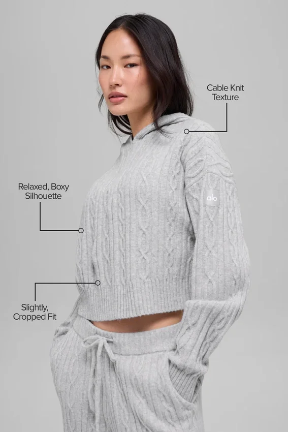 Winter Bliss-hoodie met kabelpatroon - Athletic Heather Grey