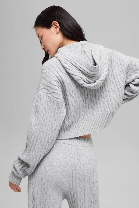Winter Bliss-hoodie met kabelpatroon - Athletic Heather Grey