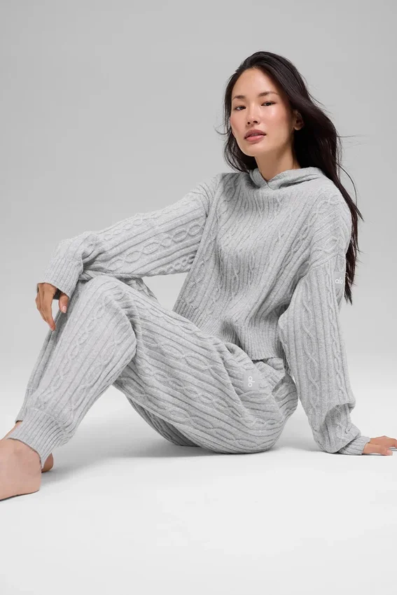 Winter Bliss-hoodie met kabelpatroon - Athletic Heather Grey