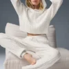 Winter Bliss-hoodie met kabelpatroon - ivoor