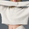 Winter Bliss-hoodie met kabelpatroon - ivoor