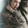 Winter Bliss-hoodie met kabelpatroon - Licht cacao