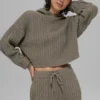 Winter Bliss-hoodie met kabelpatroon - Licht cacao