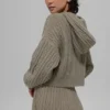 Winter Bliss-hoodie met kabelpatroon - Licht cacao