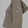 Winter Bliss-hoodie met kabelpatroon - Licht cacao