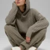 Winter Bliss-hoodie met kabelpatroon - Licht cacao
