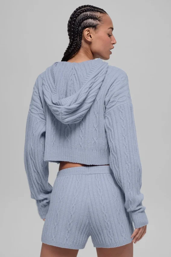 Winter Bliss-hoodie met kabelpatroon - Winter Frost