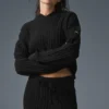 Winter Bliss-hoodie met kabelpatroon - Zwart