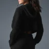 Winter Bliss-hoodie met kabelpatroon - Zwart