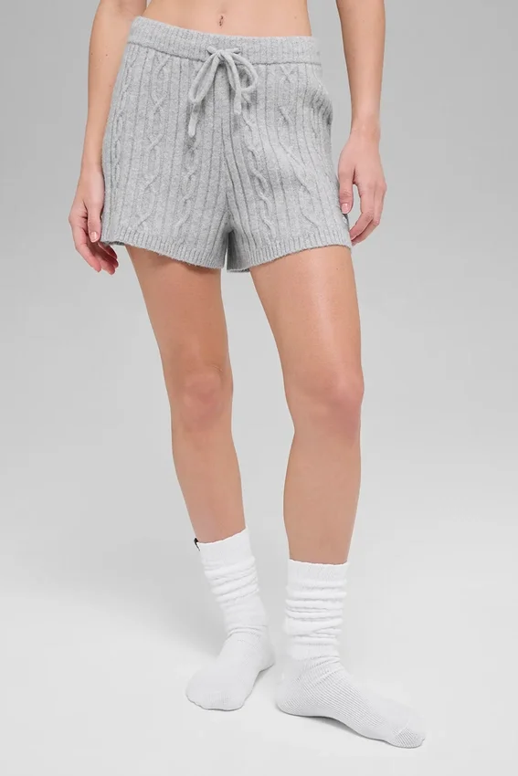 Winter Bliss-korte broek met kabelpatroon - Athletic Heather Grey