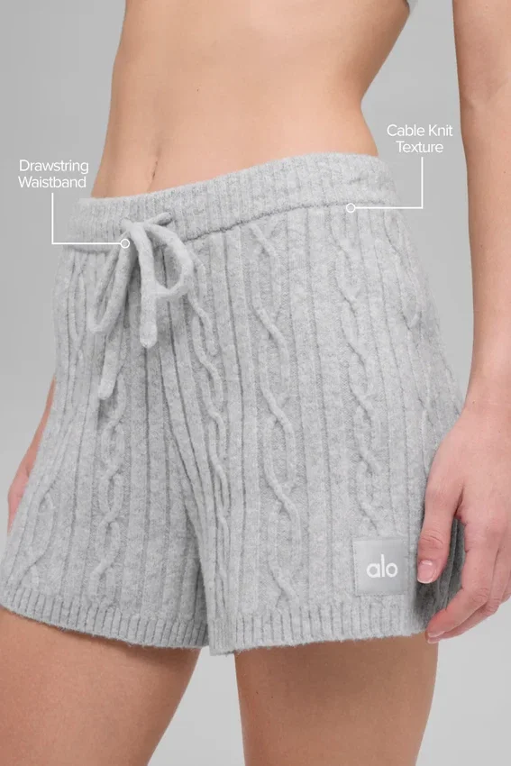 Winter Bliss-korte broek met kabelpatroon - Athletic Heather Grey
