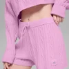 Winter Bliss-korte broek met kabelpatroon – Candy Heart Pink