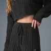 Winter Bliss-korte broek met kabelpatroon - donker gemêleerd grijs