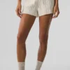 Winter Bliss-korte broek met kabelpatroon - ivoor