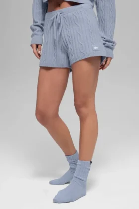 Winter Bliss-korte broek met kabelpatroon – Winter Frost