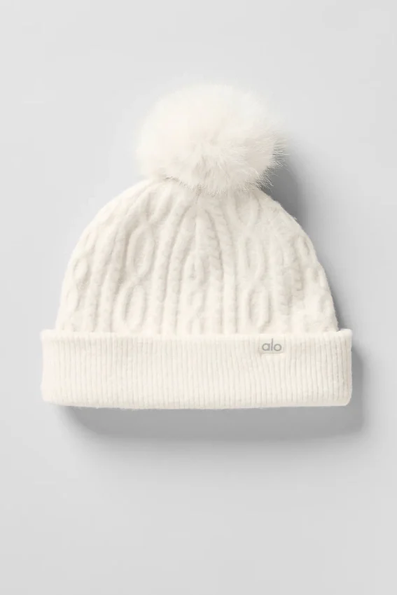 Winter Bliss-muts met kabelpatroon - Ivoor