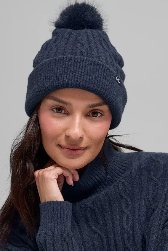 Winter Bliss-mutsen met kabelpatroon - marineblauw