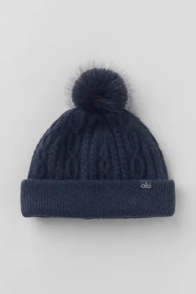 Winter Bliss-mutsen met kabelpatroon – marineblauw