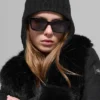 Winter Bliss-mutsen met oorkleppen in kabelpatroon - Zwart
