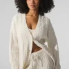 Winter Bliss-vest met kabelpatroon - Ivoor
