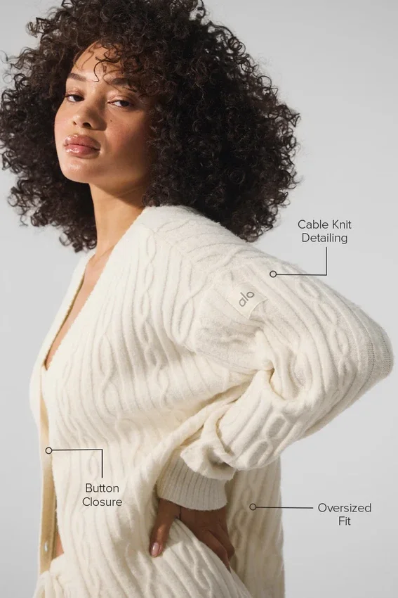 Winter Bliss-vest met kabelpatroon - Ivoor