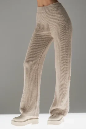 Winter Magic kasjmier broek met wijde pijpen - Flax Heather