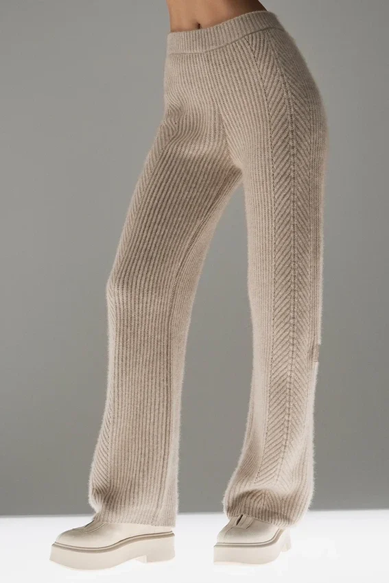 Winter Magic kasjmier broek met wijde pijpen - Flax Heather