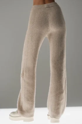 Winter Magic kasjmier broek met wijde pijpen – Flax Heather